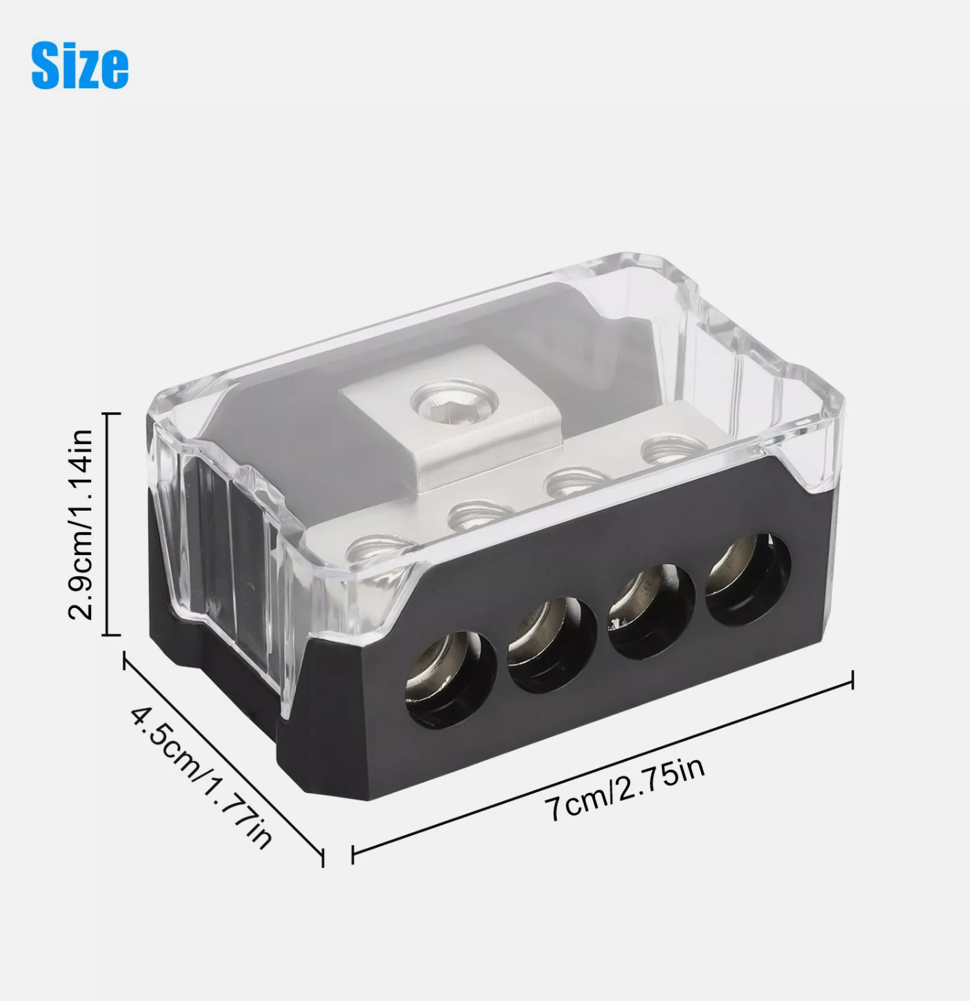 4 Way Distribution Block 0 AWG In, 4 AWG Out Car Audio Amp Power Ground Distributor Gray