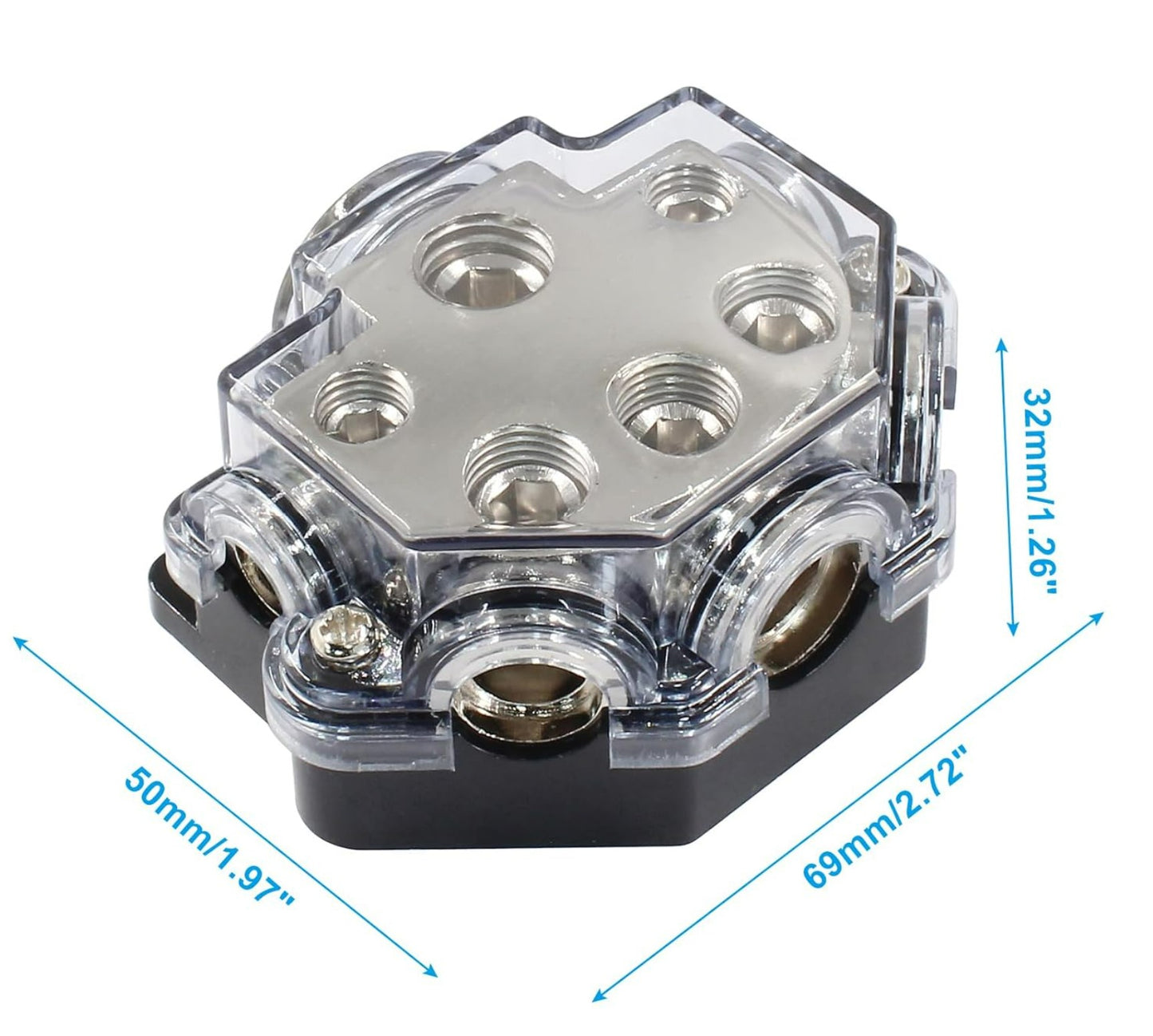 5 Way Power/Ground Distribution Block 0 AWG In, 2/4/8 AWG Out