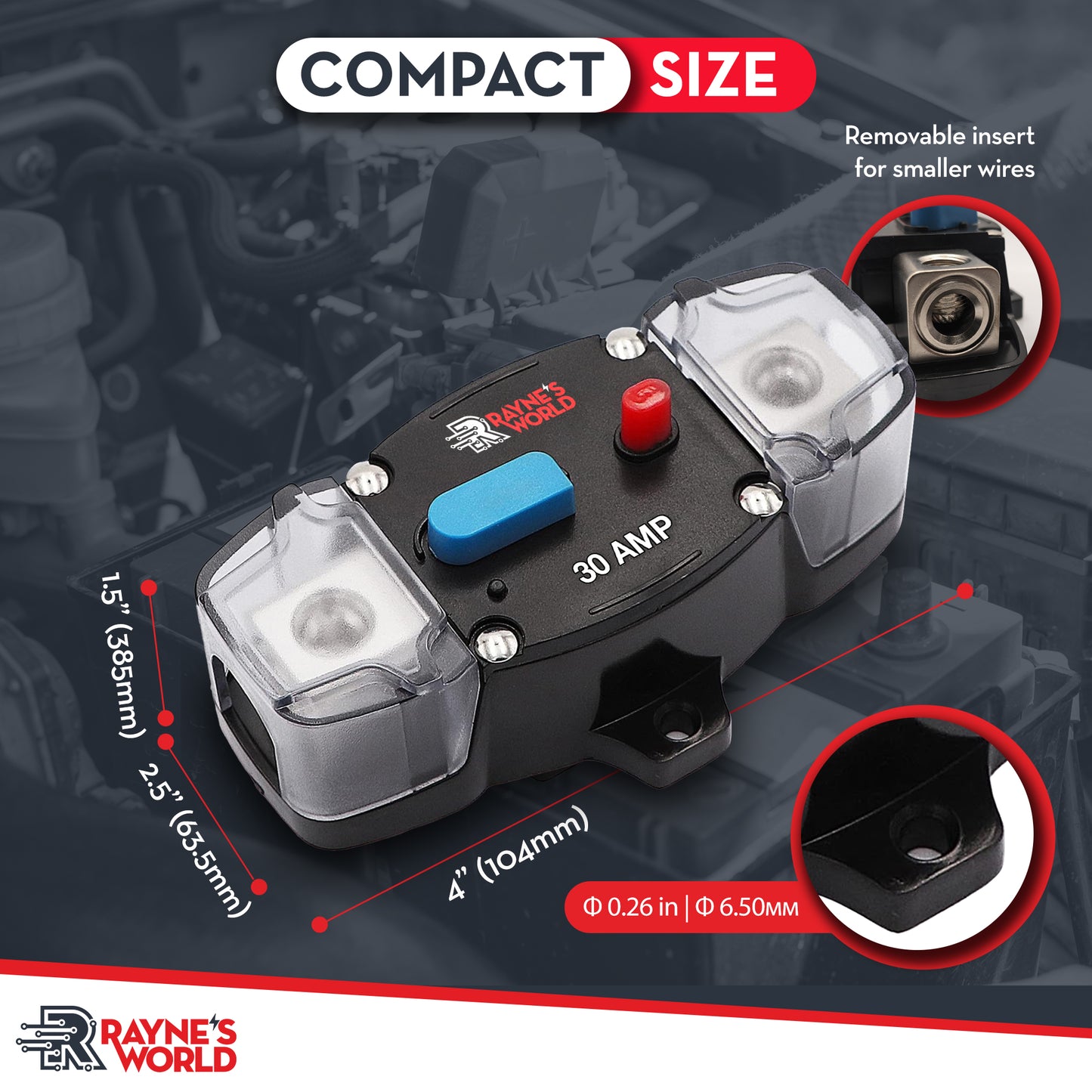 30 Amp Inline Waterproof Circuit Breaker with Dust Covers 12-48V