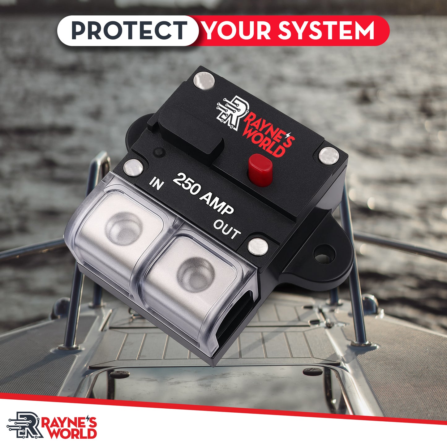 250 Amp Waterproof Circuit Breaker with Dust Covers 12-48V