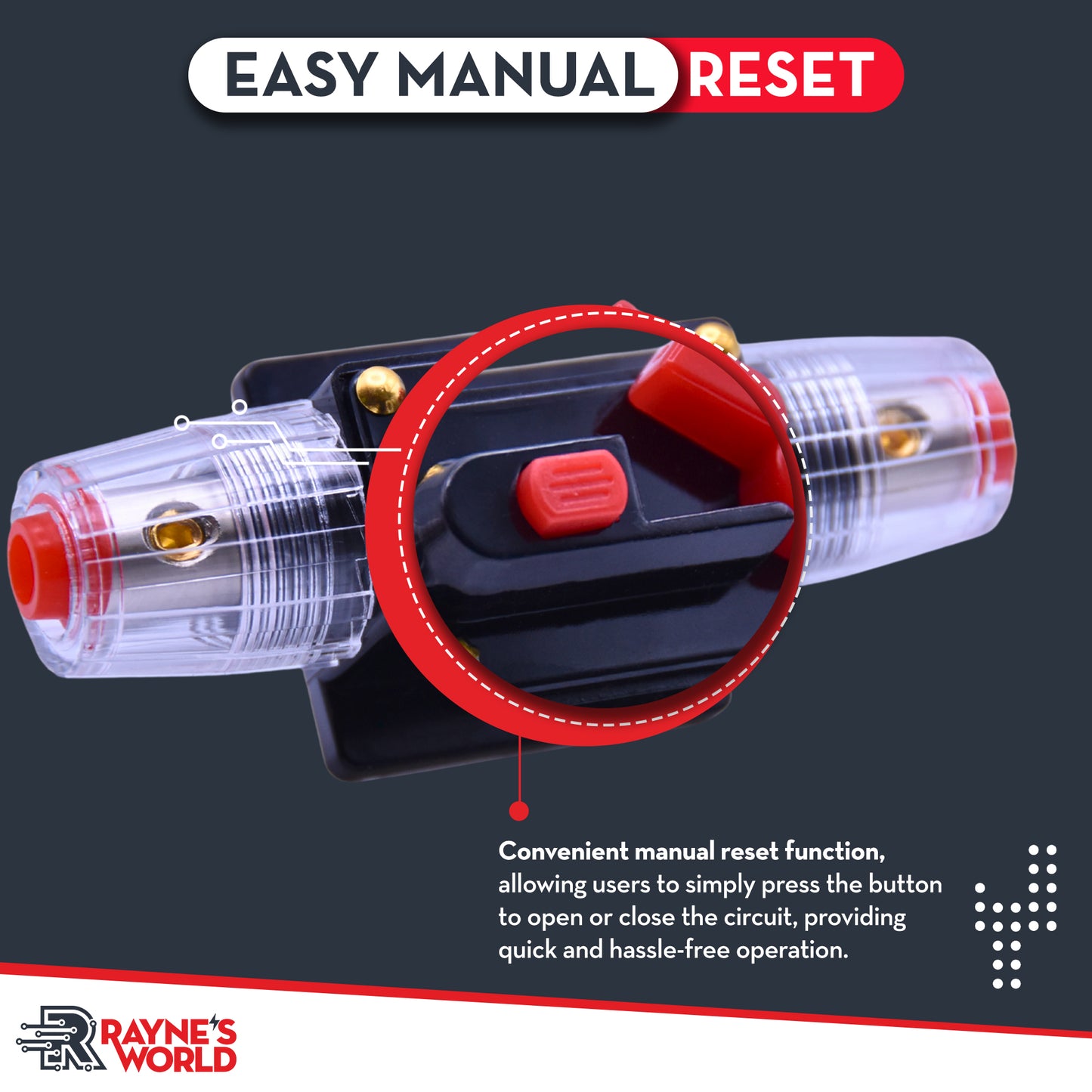 20 Amp Inline Waterproof Circuit Breaker Manual Reset 12V-48V