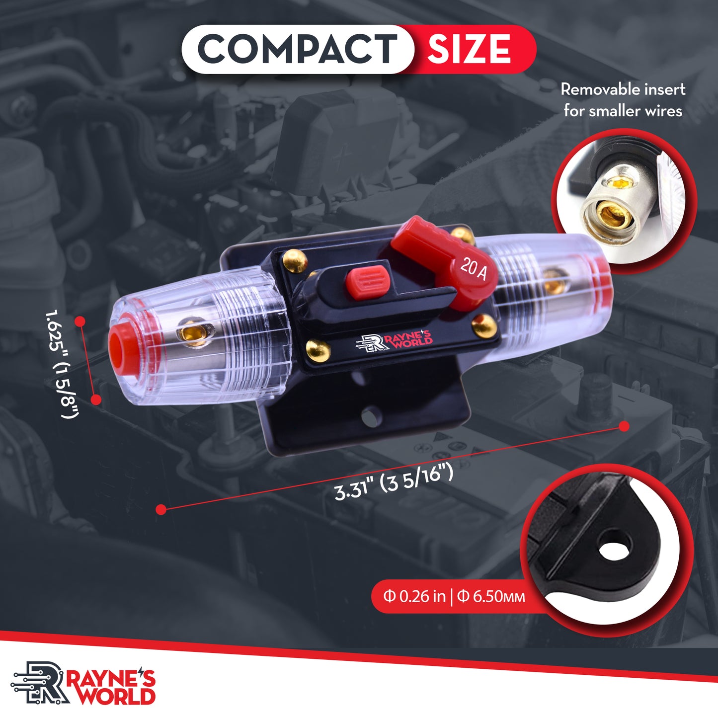 20 Amp Inline Waterproof Circuit Breaker Manual Reset 12V-48V