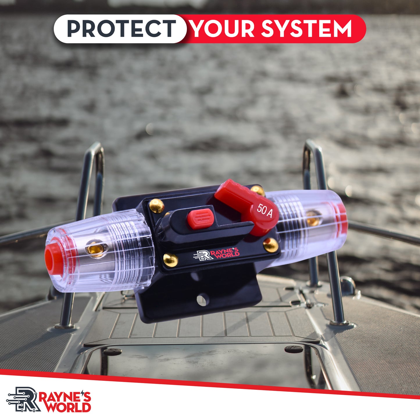 50 Amp Inline Waterproof Circuit Breaker Auto/Marine/Solar Manual Reset 12V-48V