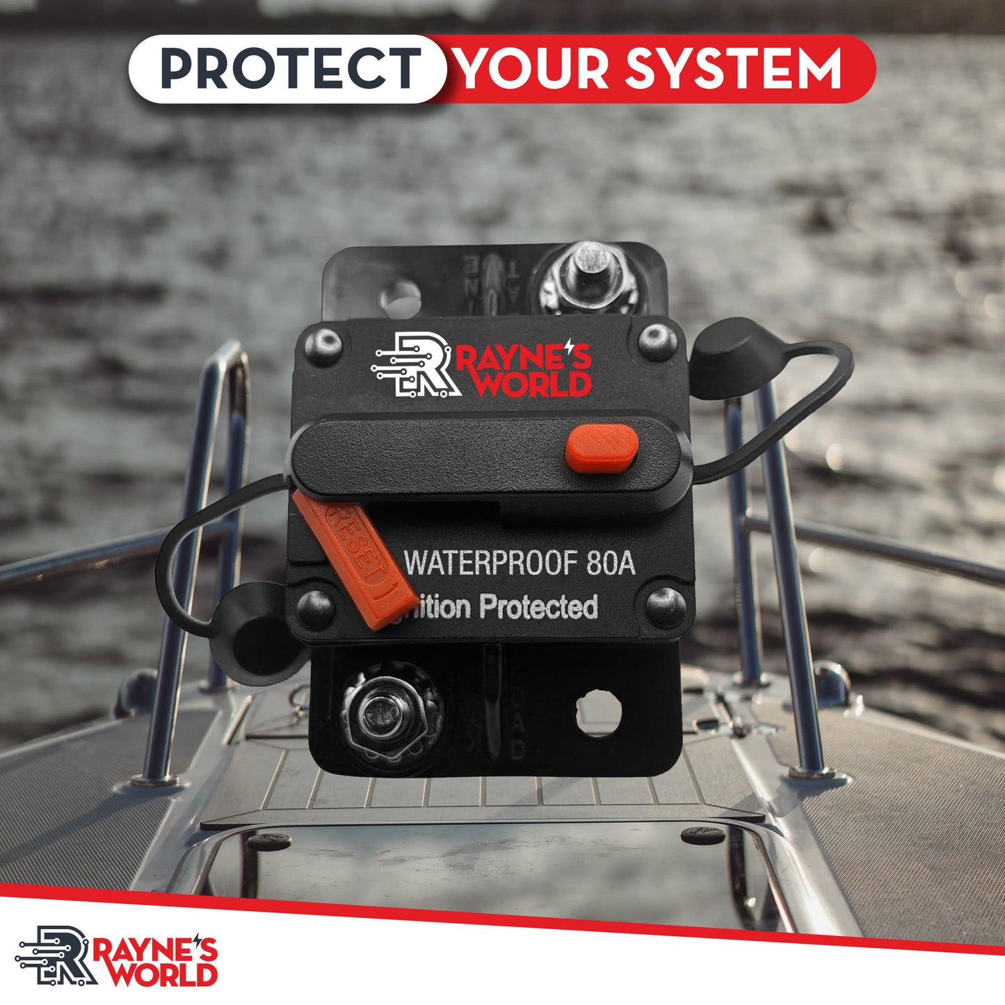 80 Amp Waterproof Circuit Breaker 12-48V Manual Reset