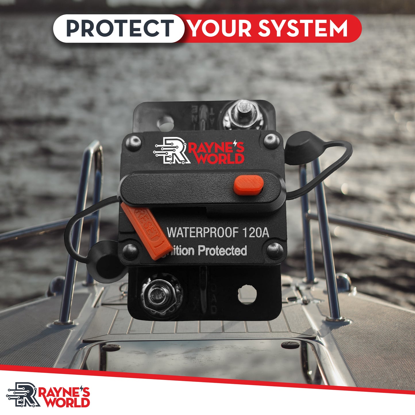 120 Amp Waterproof Circuit Breaker 12-48V Manual Reset