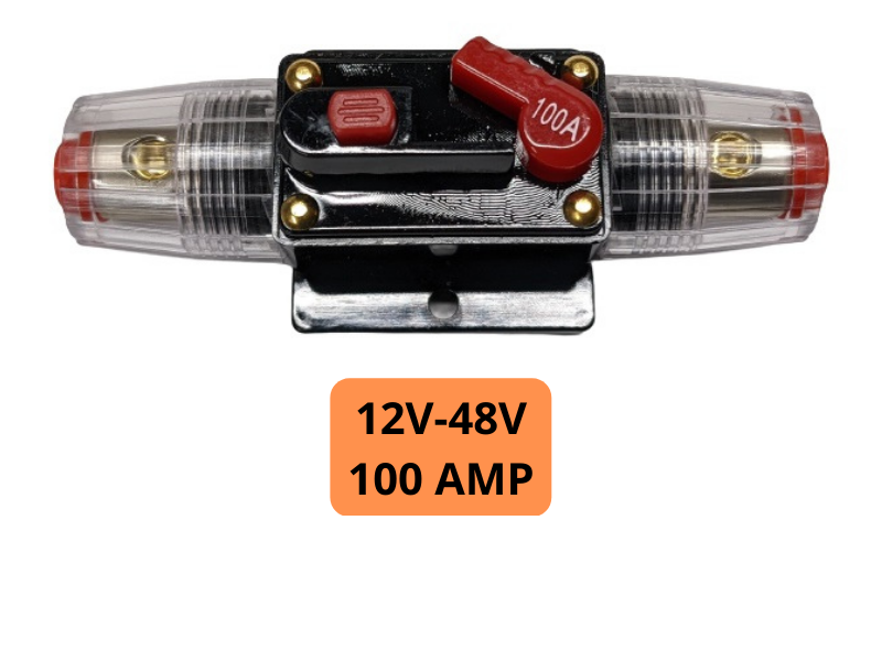 100 Amp Inline Waterproof Circuit Breaker Auto/Marine/Solar Manual Reset 12V-48V