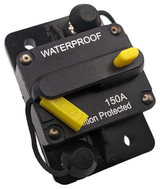 150 Amp Waterproof Circuit Breaker 12-48V Manual Reset Yellow Buttons