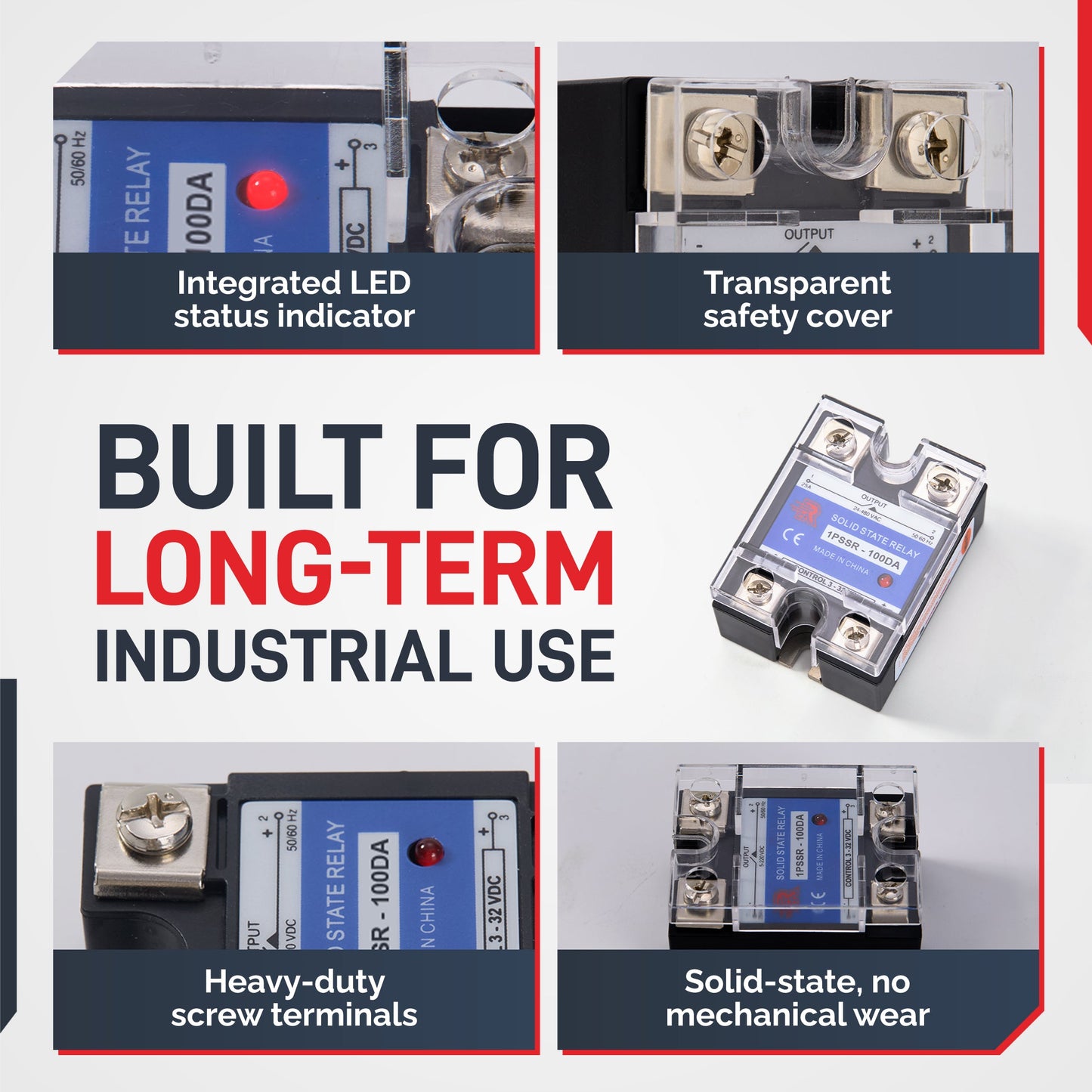 100 Amp DA Solid State Relay Module SSR-DC to AC-3-32VDC Control-24-480VAC Output