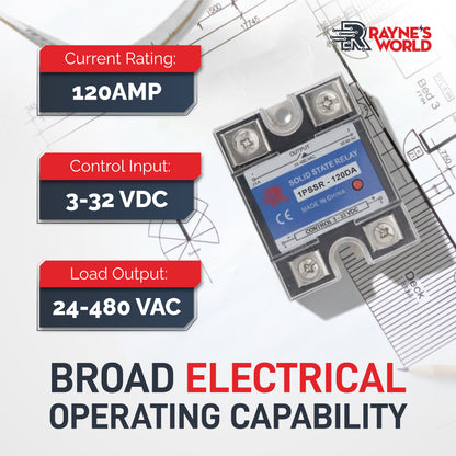 120 Amp DA Solid State Relay Module SSR-DC to AC-3-32VDC Control-24-480VAC Output