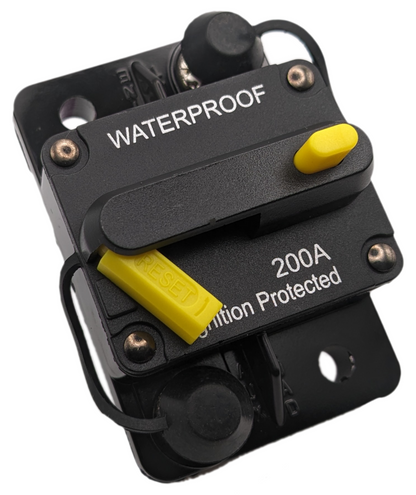 200 Amp Waterproof Circuit Breaker 12-48V Manual Reset Yellow Buttons