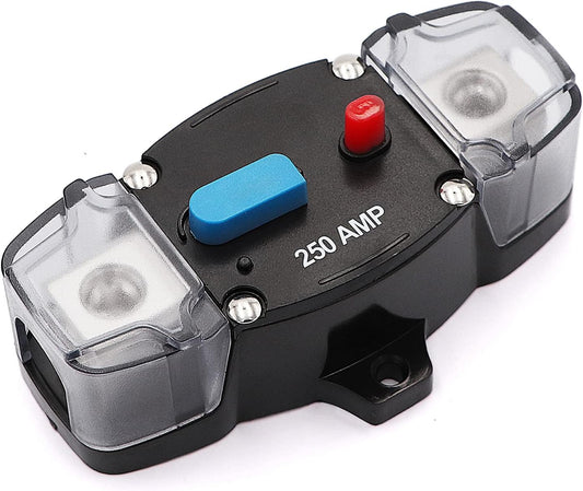 250 Amp Inline Waterproof Circuit Breaker with Dust Covers 12-48V