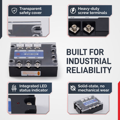 100 Amp DA 3 Phase Solid State Relay Module SSR-DC to AC-3-32VDC Control-24-480VAC Output