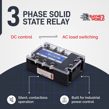 10 Amp DA 3 Phase Solid State Relay Module SSR-DC to AC-3-32VDC Control-24-480VAC Output
