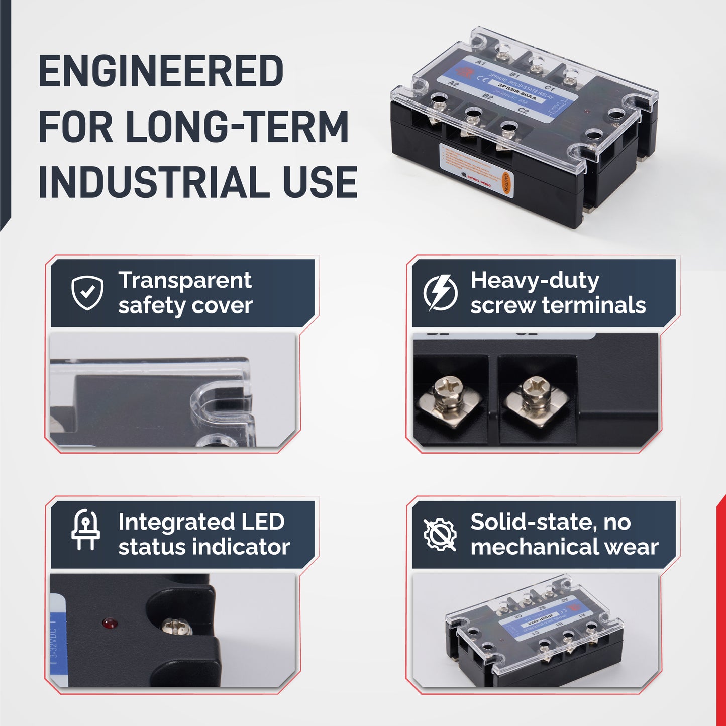 10-200A Solid State Relay | 3 Phase | DA (DC-AC) | AA (AC-AC)