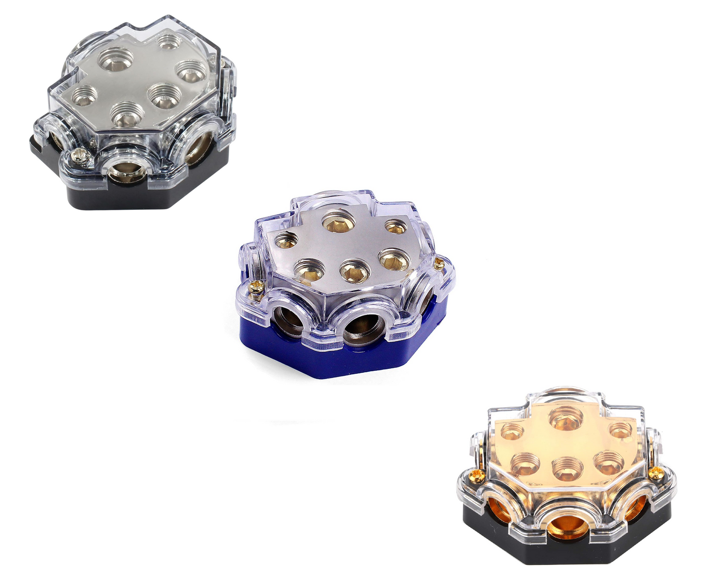 5 Way Power/Ground Distribution Block 0 AWG In, 2/4/8 AWG Out