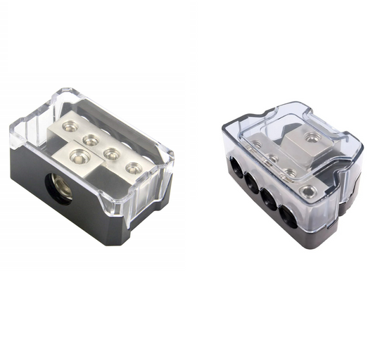 4 Way Power/Ground Distribution Block 0 AWG In, 4 AWG Out (Fits 4-8 AWG)