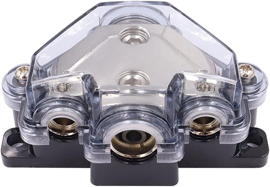 3 Way Power/Ground Distribution Block 2 AWG In, 2x 8 AWG Out, 1x 4 AWG Out