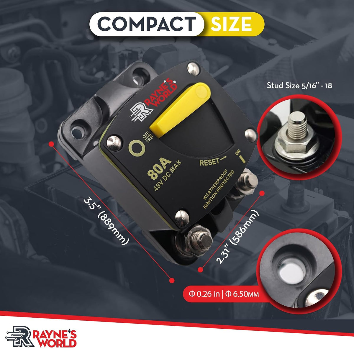 80 Amp Heavy Duty Circuit Breaker Manual Reset 12-48V