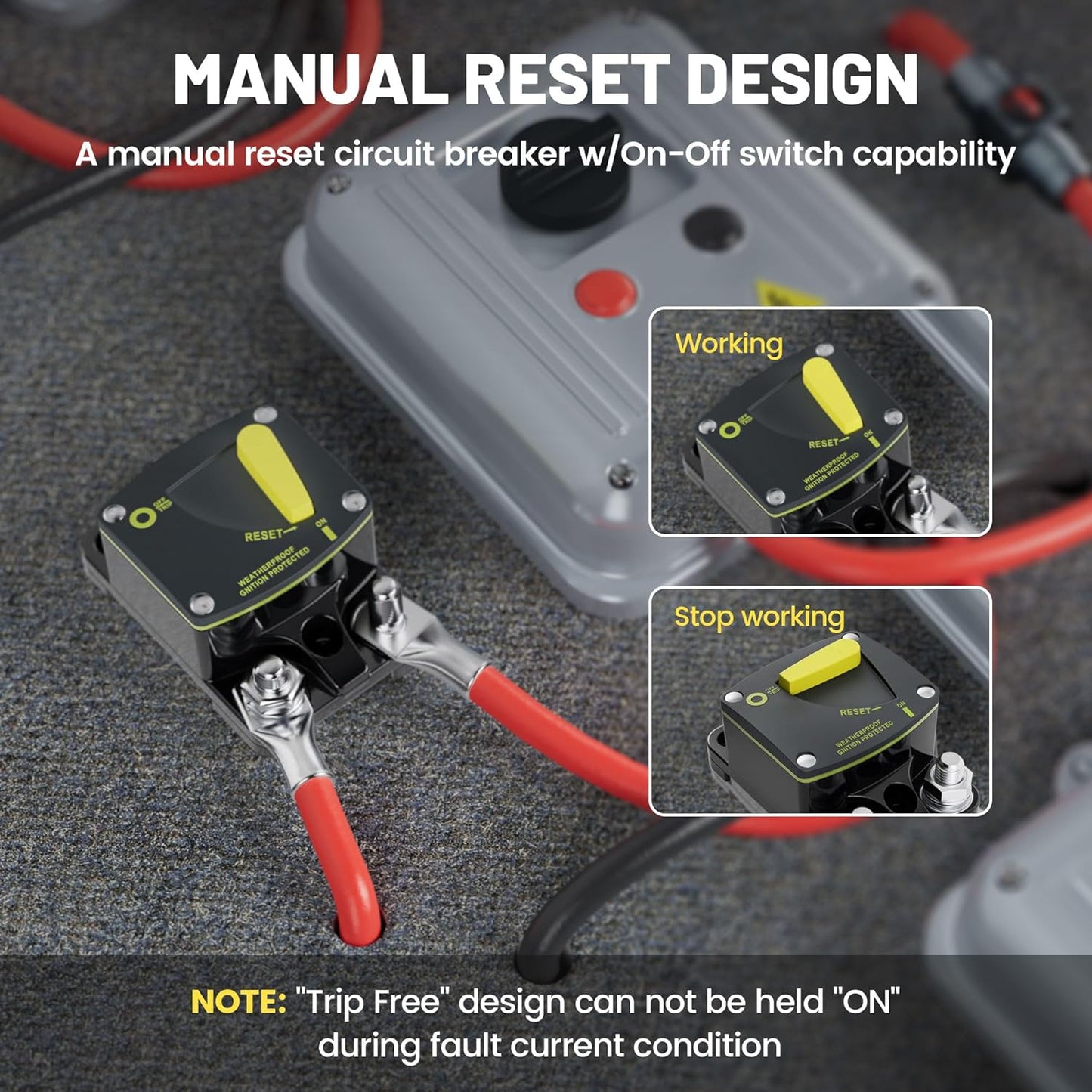 60 Amp Heavy Duty Circuit Breaker Manual Reset 12-48V