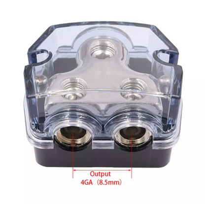 2 Way Distribution Block 0-4 AWG In, 4-8 AWG Out Power or Ground