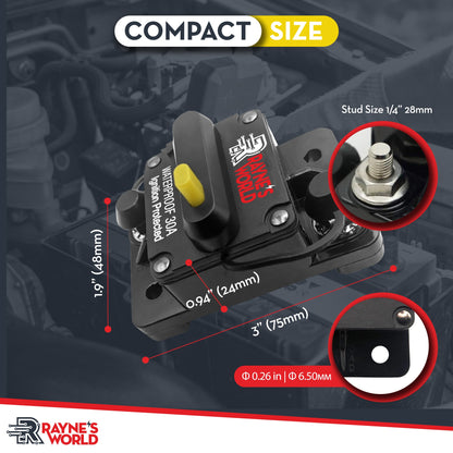 30A-300 Amp Waterproof Circuit Breaker Manual Reset 12-48V DC