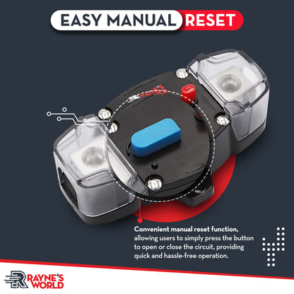 200 Amp Inline Waterproof Circuit Breaker with Dust Covers 12-48V