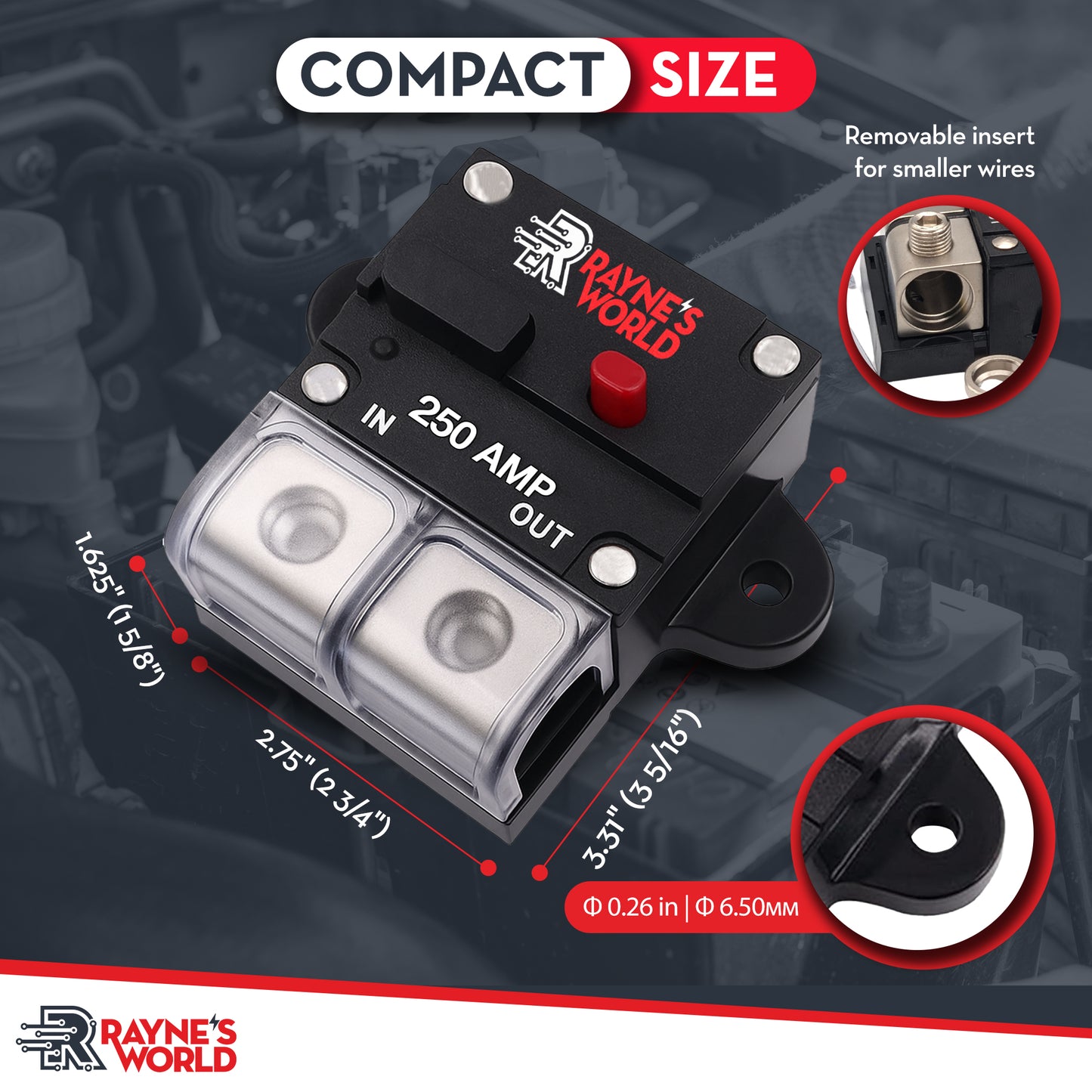 250 Amp Waterproof Circuit Breaker with Dust Covers 12-48V