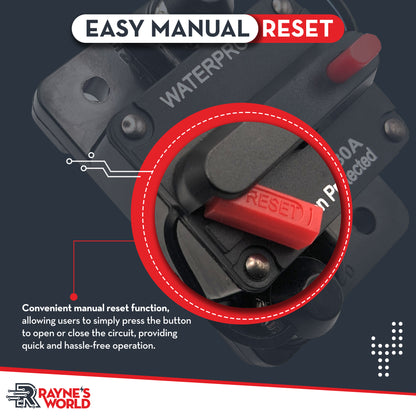 30A-300 Amp Waterproof Circuit Breaker Manual Reset 12-48V DC