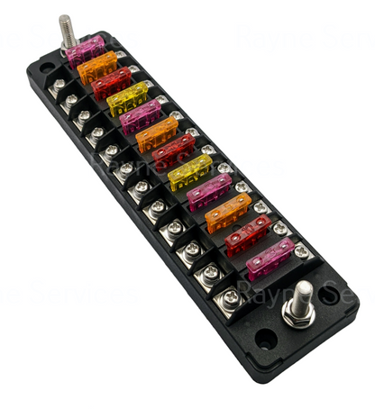 6-12 Way ATO/ATC Blade Fuse Block with Negative Bus 12-48V