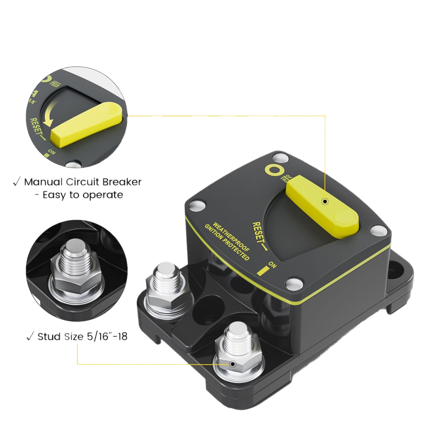 80 Amp Heavy Duty Circuit Breaker Manual Reset 12-48V