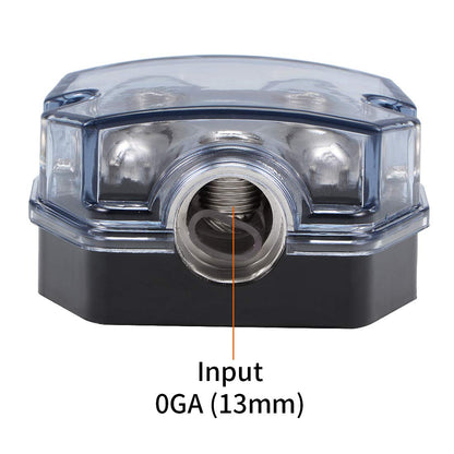 2 Way Blue Distribution Block 0-4 AWG In, 4-8 AWG Out Power or Ground