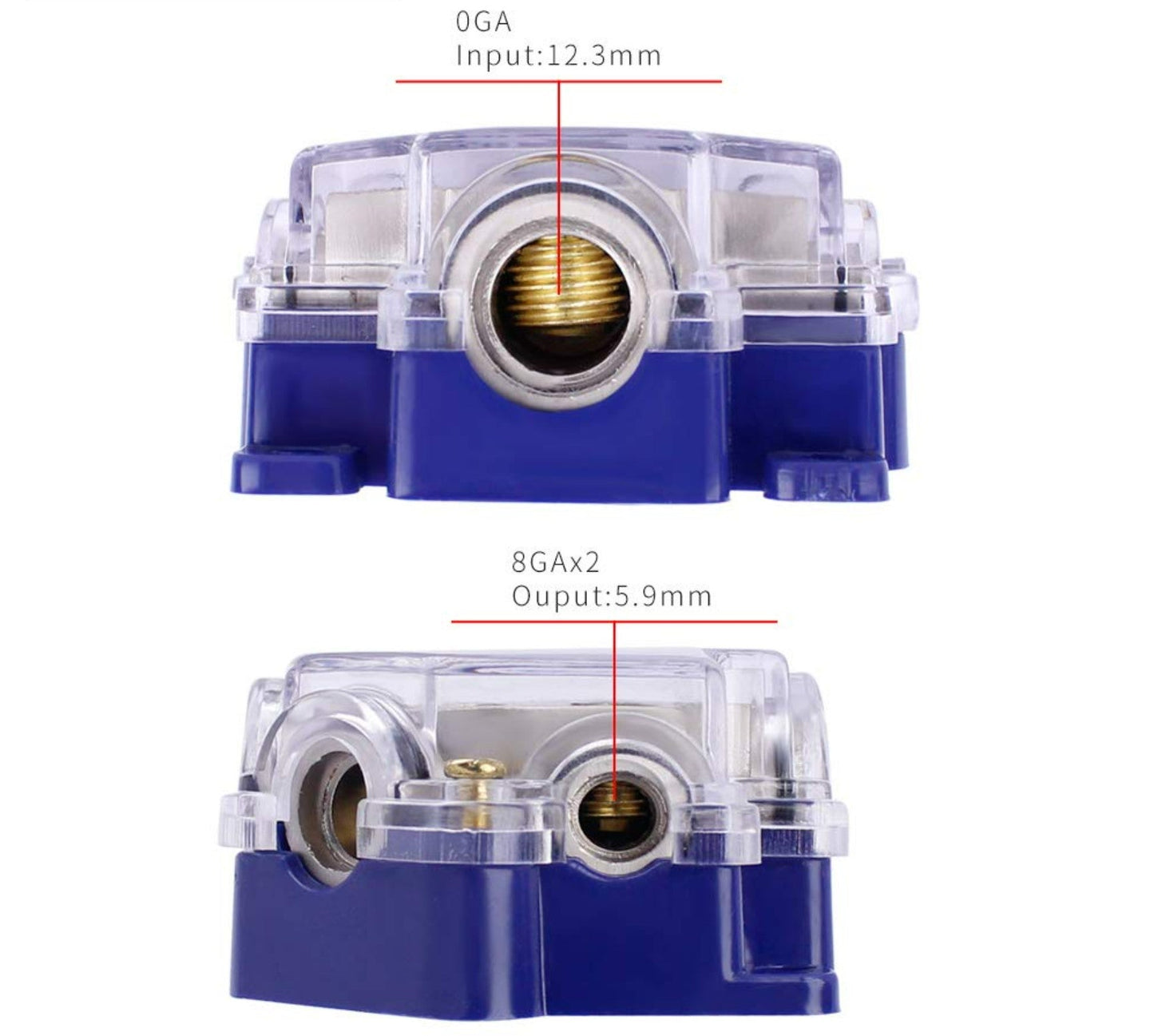 5 Way Power/Ground Distribution Block 0 AWG In, 2/4/8 AWG Out
