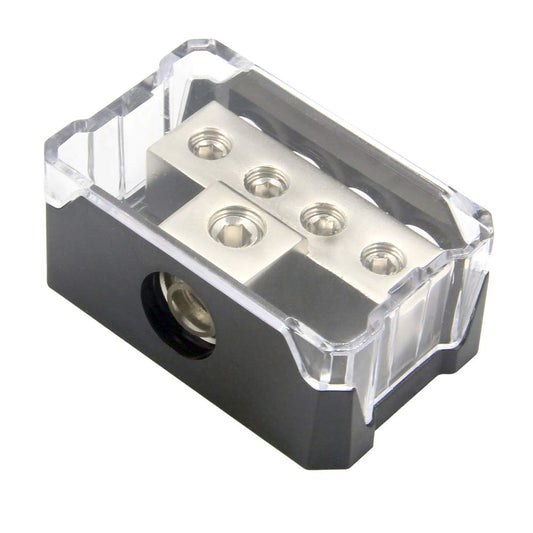 4 Way Distribution Block 0 AWG In, 4 AWG Out Car Audio Amp Power Ground Distributor Gray