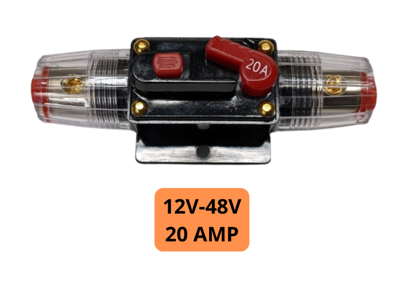 20 Amp Inline Waterproof Circuit Breaker Manual Reset 12V-48V