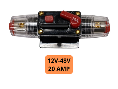 20 Amp Inline Waterproof Circuit Breaker Manual Reset 12V-48V