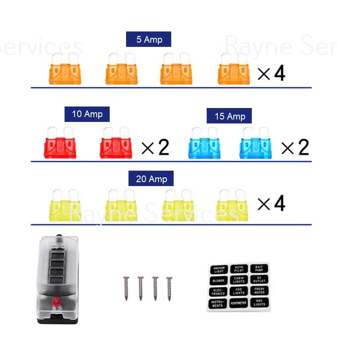 6-12 Way ATO/ATC Blade Fuse Block with Negative Bus 12-48V