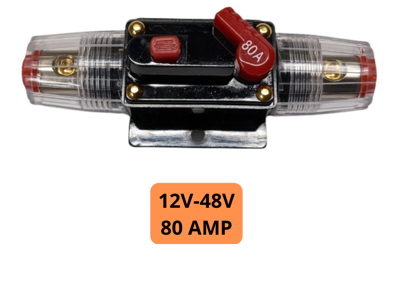 50 Amp Inline Waterproof Circuit Breaker Auto/Marine/Solar Manual Reset 12V-48V