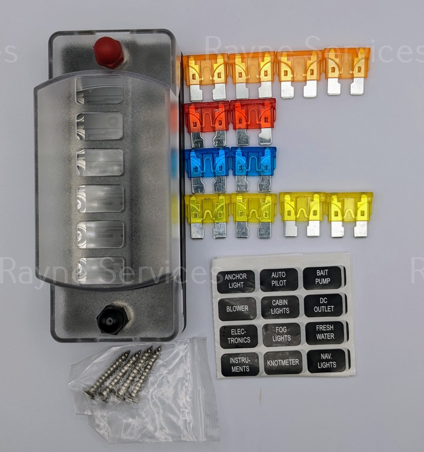 6-12 Way ATO/ATC Blade Fuse Block with Negative Bus 12-48V